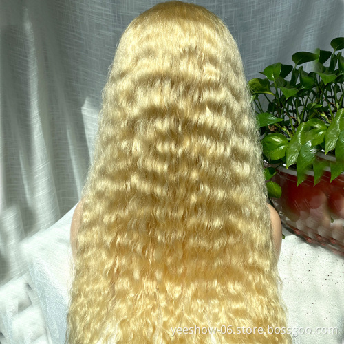100% Virgin Blonde 613 Russian Hair Curly Front Lace Wig  Hd Transparent Film Thin Swiss Lace Wholesale Full Lace Wigs Vendors